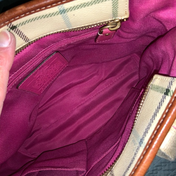 Coach Plaid Tote Bag with Pink Accents - Picture 9 of 10